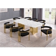 Best Quality Furniture 9 Piece White Marble Dining Set with Stainless Steel Base