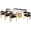 Best Quality Furniture 9 Piece White Marble Dining Set with Stainless Steel Base