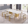 Best Quality Furniture 9 Piece White Marble Dining Set with Stainless Steel Base