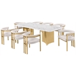 Best Quality Furniture 9 Piece White Marble Dining Set with Stainless Steel Base