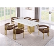 Best Quality Furniture 7 Piece White Marble Dining Set with Stainless Steel Base