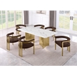 Best Quality Furniture 7 Piece White Marble Dining Set with Stainless Steel Base