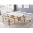 Best Quality Furniture 7 Piece White Marble Dining Set with Stainless Steel Base