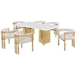 Best Quality Furniture 7 Piece White Marble Dining Set with Stainless Steel Base