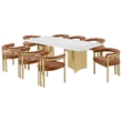 Best Quality Furniture 9 Piece White Marble Dining Set with Stainless Steel Base