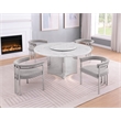 Best Quality Furniture 5 Piece White Marble Dining Set with Stainless Steel Base