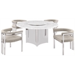 Best Quality Furniture 5 Piece White Marble Dining Set with Stainless Steel Base
