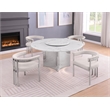 Best Quality Furniture 5 Piece White Marble Dining Set with Stainless Steel Base