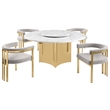 Best Quality Furniture 5 Piece White Marble Dining Set with Stainless Steel Base