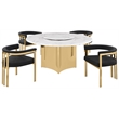 Best Quality Furniture 5 Piece White Marble Dining Set with Stainless Steel Base
