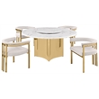Best Quality Furniture 5 Piece White Marble Dining Set with Stainless Steel Base