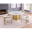 Best Quality Furniture 5 Piece White Marble Dining Set with Stainless Steel Base