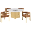 Best Quality Furniture 5 Piece White Marble Dining Set with Stainless Steel Base
