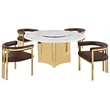 Best Quality Furniture 5 Piece White Marble Dining Set with Stainless Steel Base