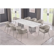 Best Quality Furniture 9 Piece White Marble Dining Set with Stainless Steel Base