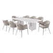 Best Quality Furniture 9 Piece White Marble Dining Set with Stainless Steel Base