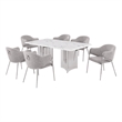 Best Quality Furniture 7 Piece White Marble Dining Set with Stainless Steel Base