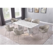Best Quality Furniture 7 Piece White Marble Dining Set with Stainless Steel Base
