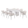Best Quality Furniture 9 Piece White Marble Dining Set with Stainless Steel Base