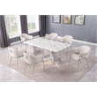Best Quality Furniture 7 Piece White Marble Dining Set with Stainless Steel Base