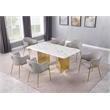 Best Quality Furniture 7 Piece White Marble Dining Set with Stainless Steel Base