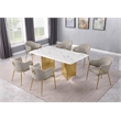 Best Quality Furniture 7 Piece White Marble Dining Set with Stainless Steel Base
