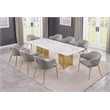 Best Quality Furniture 9 Piece White Marble Dining Set with Stainless Steel Base