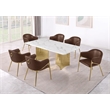 Best Quality Furniture 7 Piece White Marble Dining Set with Stainless Steel Base