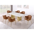 Best Quality Furniture 7 Piece White Marble Dining Set with Stainless Steel Base