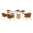 Best Quality Furniture 7 Piece White Marble Dining Set with Stainless Steel Base