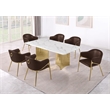 Best Quality Furniture 7 Piece White Marble Dining Set with Stainless Steel Base