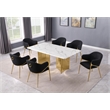 Best Quality Furniture 7 Piece White Marble Dining Set with Stainless Steel Base