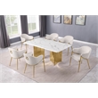 Best Quality Furniture 7 Piece White Marble Dining Set with Stainless Steel Base