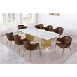 Best Quality Furniture 9 Piece White Marble Dining Set with Stainless Steel Base