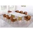 Best Quality Furniture 9 Piece White Marble Dining Set with Stainless Steel Base