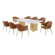 Best Quality Furniture 9 Piece White Marble Dining Set with Stainless Steel Base