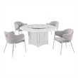 Best Quality Furniture 5 Piece White Marble Dining Set with Stainless Steel Base
