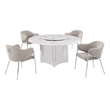 Best Quality Furniture 5 Piece White Marble Dining Set with Stainless Steel Base