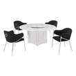 Best Quality Furniture 5 Piece White Marble Dining Set with Stainless Steel Base