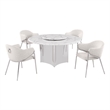 Best Quality Furniture 5 Piece White Marble Dining Set with Stainless Steel Base