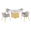 Best Quality Furniture 5 Piece White Marble Dining Set with Stainless Steel Base