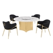 Best Quality Furniture 5 Piece White Marble Dining Set with Stainless Steel Base