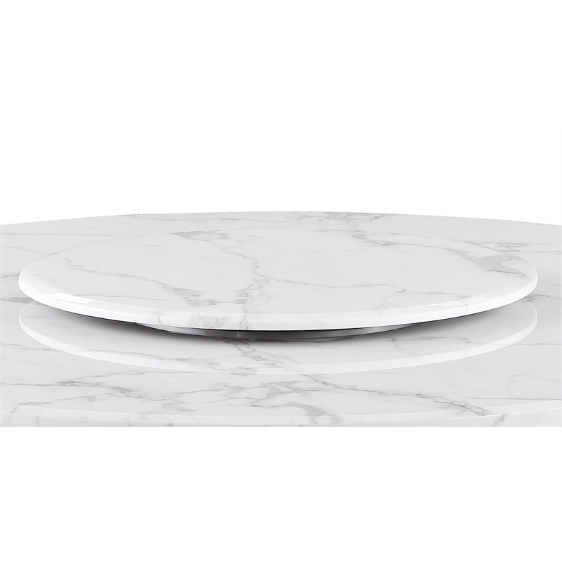 Best Quality Furniture 5 Piece White Marble Dining Set with Stainless Steel Base