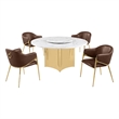 Best Quality Furniture 5 Piece White Marble Dining Set with Stainless Steel Base