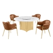 Best Quality Furniture 5 Piece White Marble Dining Set with Stainless Steel Base