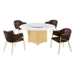 Best Quality Furniture 5 Piece White Marble Dining Set with Stainless Steel Base