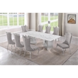 Best Quality Furniture 9 Piece White Marble Dining Set with Stainless Steel Base