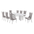 Best Quality Furniture 9 Piece White Marble Dining Set with Stainless Steel Base