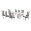 Best Quality Furniture 9 Piece White Marble Dining Set with Stainless Steel Base