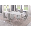 Best Quality Furniture 7 Piece White Marble Dining Set with Stainless Steel Base
